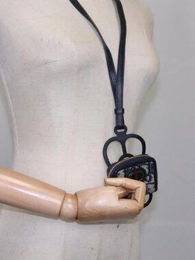 Christian Dior Neck Strap Phone Folder Trotter Canvas Navy Auth 108927